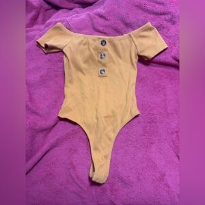 Rue21 Tan Bodysuit with Button Accents